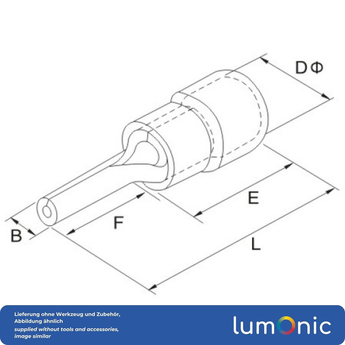 Lumonic 25x Pin cable lug 4,0-6,0mm² Yellow | Tinned copper | Secure cable connection without soldering | Crimp cable lug ideal for luster terminals | Automotive, mechanical engineering, motorhome