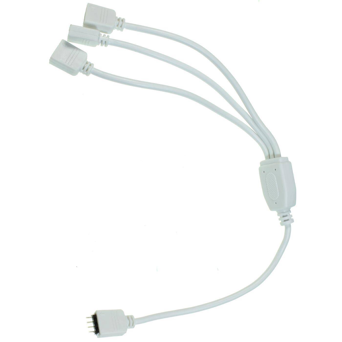 1 zu 3 RGB LED Verteiler Steckverbinder 30cm 4 Pin Buchse -> 3x 4 Pin Buchse 13x6mm Weiß