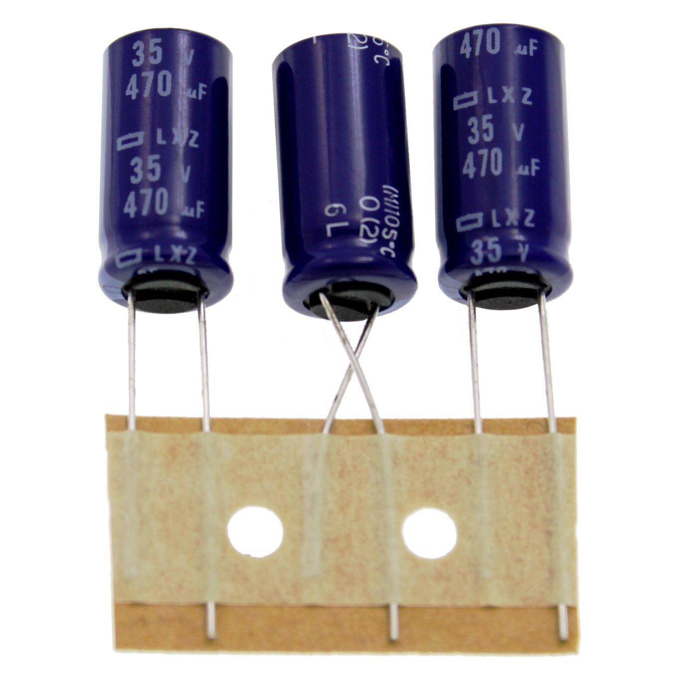 Elko Capacitor Radial 470µF 35V | Electrolytic capacitor up to a temperature of 105°C | 10x20mm | 470uF LXZ35VB470MF50E1 United Chemi-Con