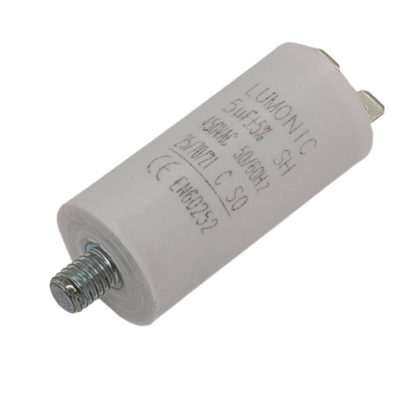 Anlaufkondensator 5µF 450V mit Stecker 6,3x0,8mm 26x55mm 5uF Motorkondensator mit Kunststoffgehäuse