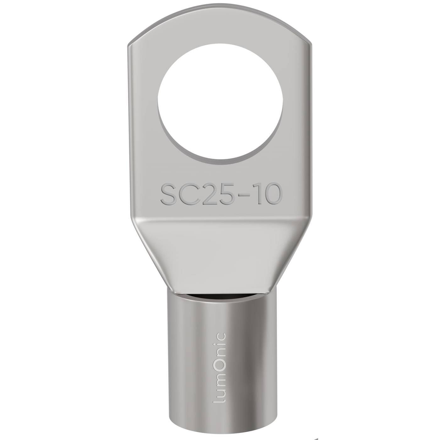 10x Tubular cable lug blank 25mm² Hole diameter M10 SC25-10 Ring lug Copper tinned