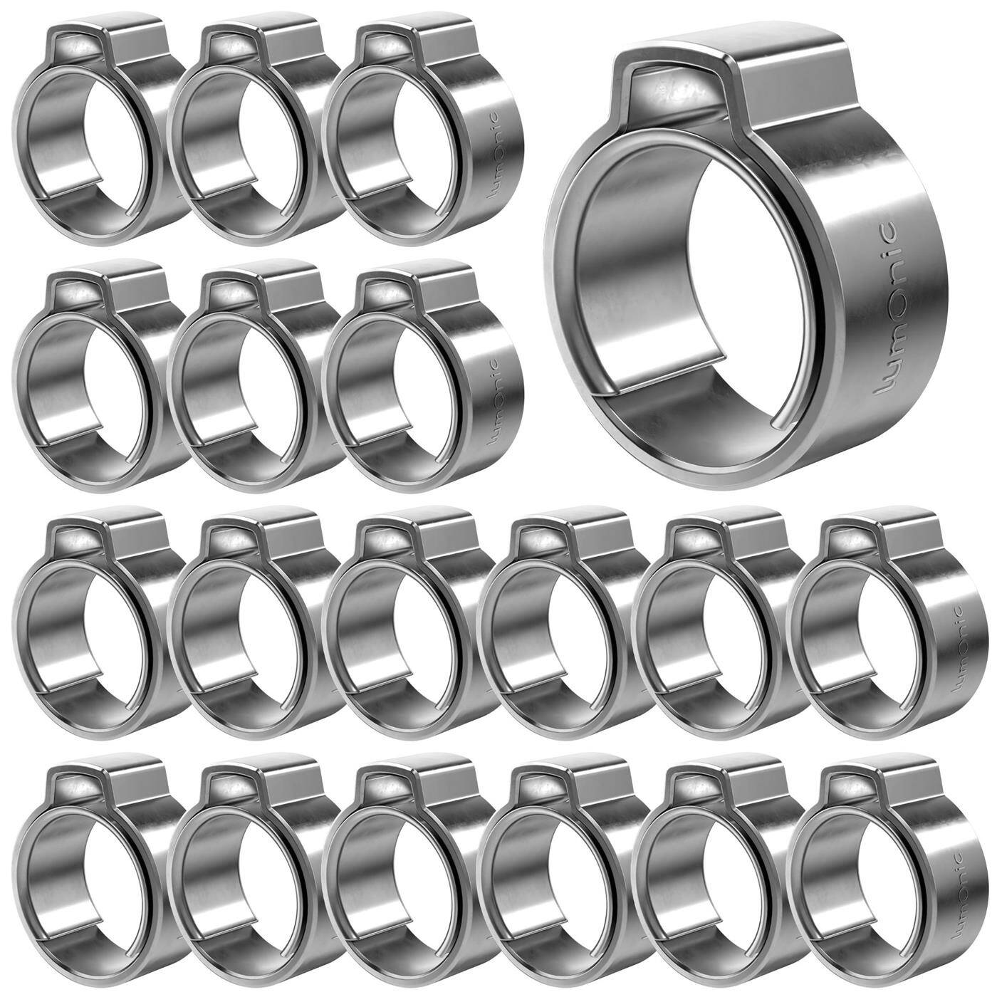 Lumonic I 20x 1-ear clip 8,8-10,5mm I V2A Stainless steel I Single ear clip I Hose clamp I for Compressed air, Pipe systems, Garden, CAR