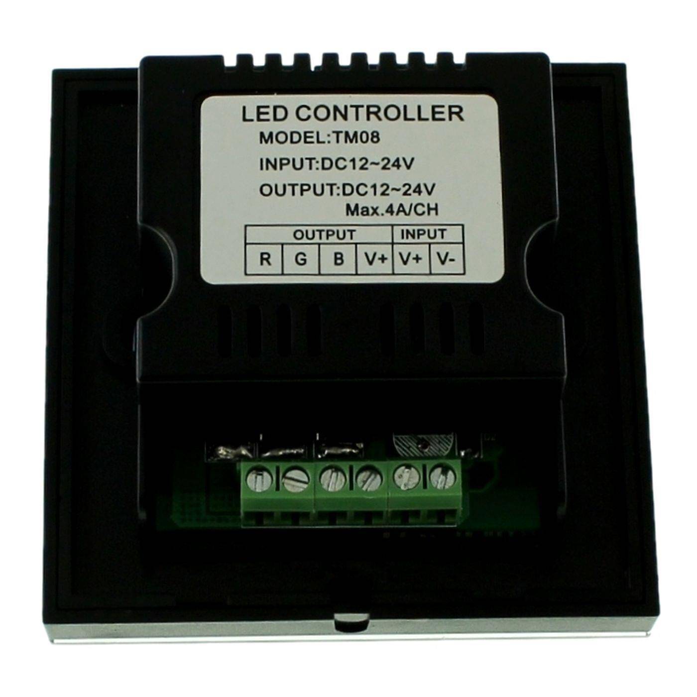 RGB LED Touch Panel Controller schwarz TM08 12...24V 288W Glas Design Optik 4-Pin; RGB