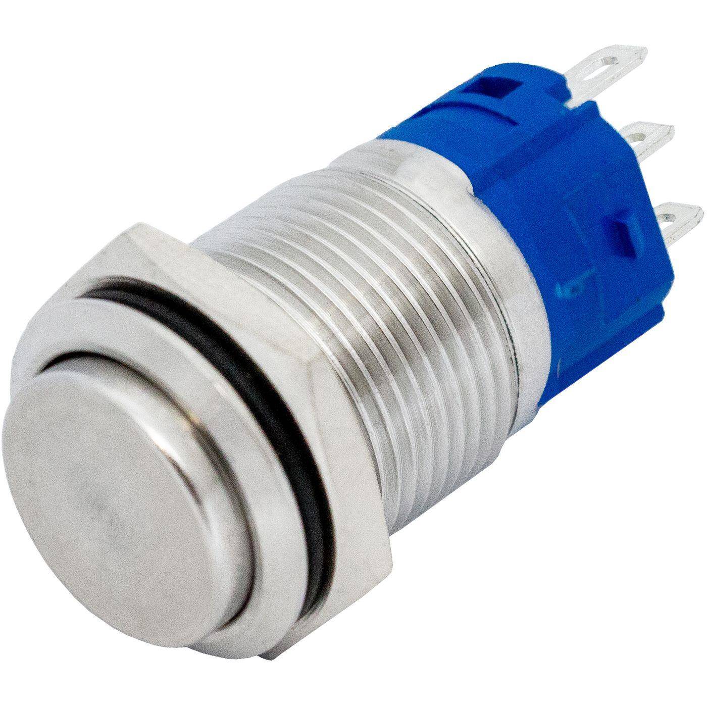 Lumonic Edelstahl Drucktaster erhaben 16mm Durchmesser Button I Maße: 2,8x0,5mm Pin s 250V 3A I Vandalismussicher nach dem IP65 Standard
