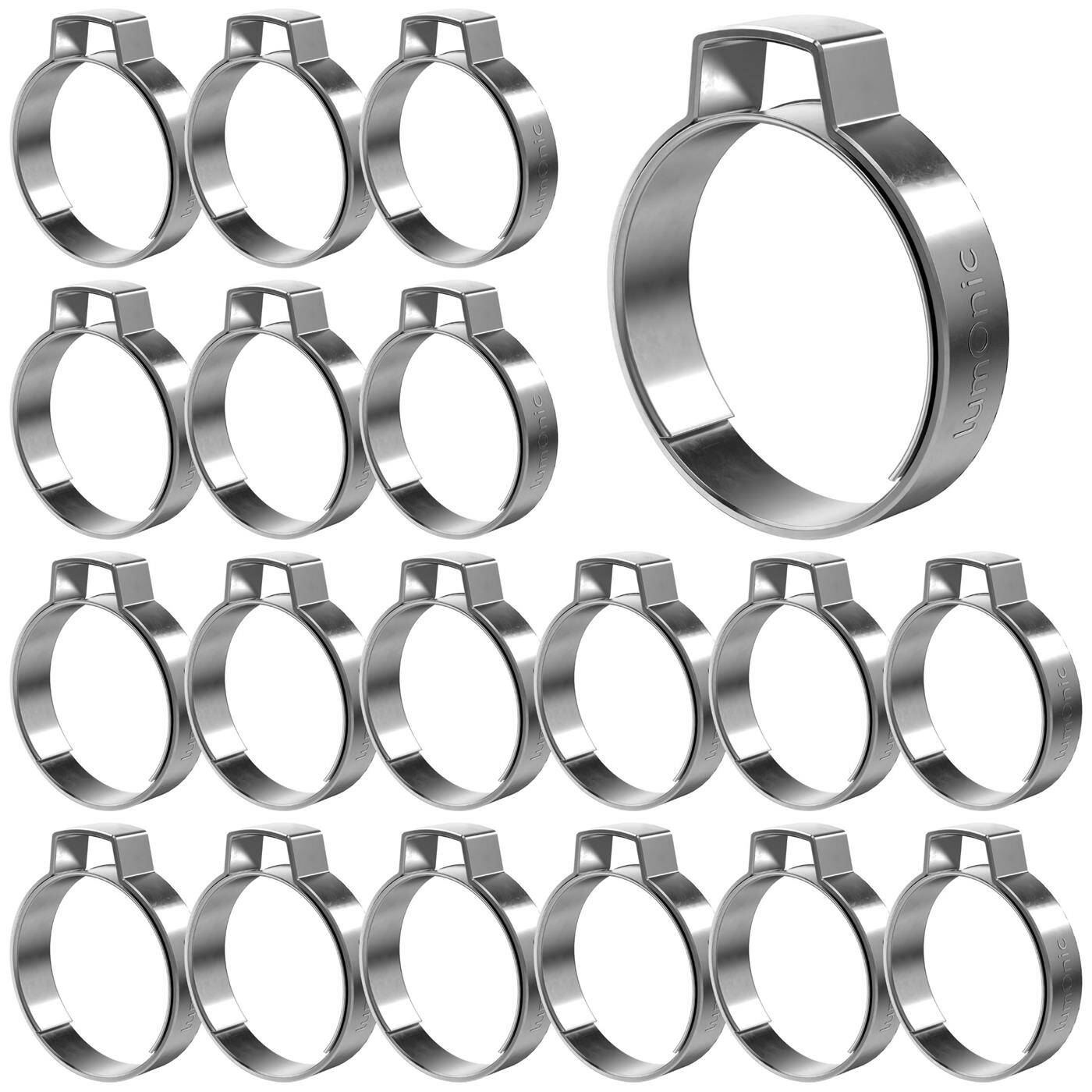 20x 1-Ohr-Schelle 25,4-28,6mm V2A Edelstahl Einohrschelle Schlauchschelle für Druckluft, Rohrsysteme, Garten, KFZ