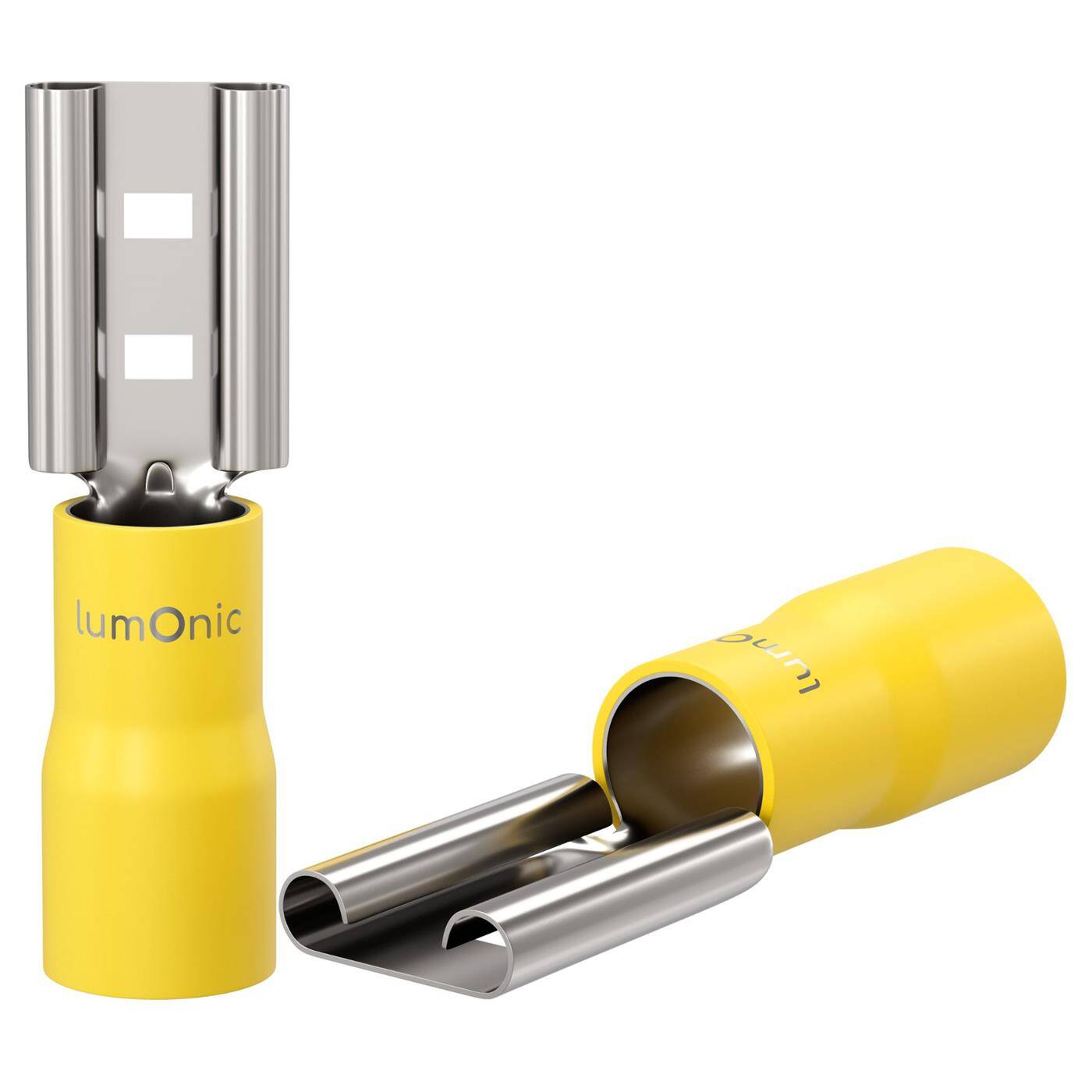 Lumonic 25x Flat receptacle 4,0-6,0mm²  | for flat plug 0,8 x 6,8mm | Partially insulated | Cable connector without soldering | Tin-plated brass | Automotive, mechanical engineering