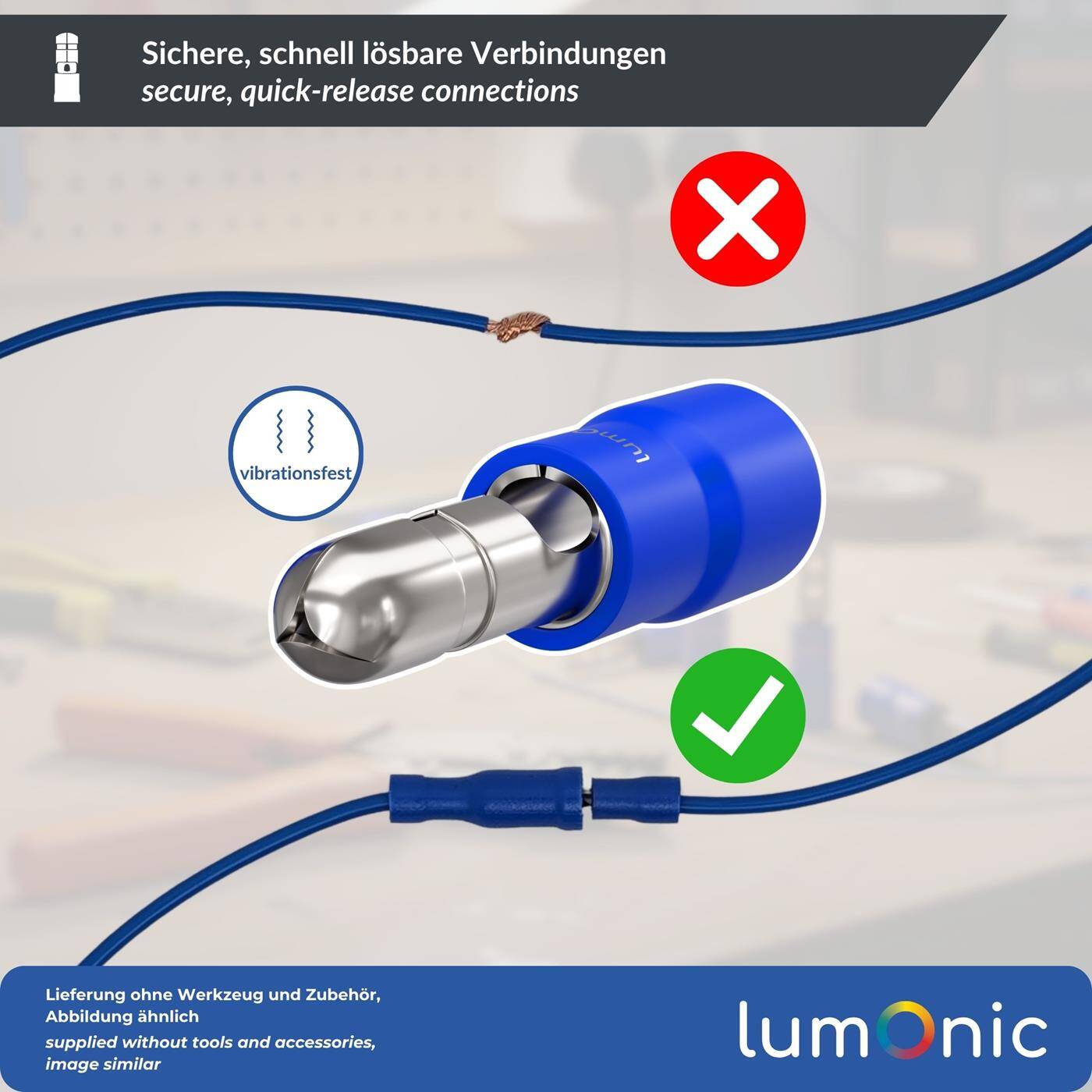 25x Rundstecker vollisoliert 1,5-2,5mm² Stiftdurchmesser 4mm Blau Steckverbinder Zinn