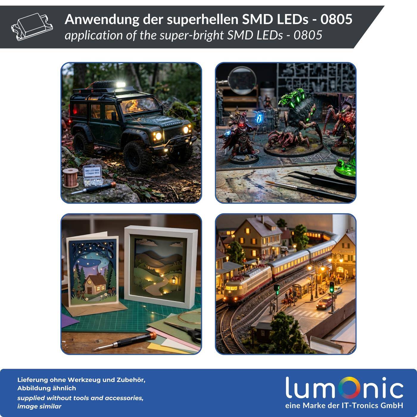 Lumonic 50x Superhelle LEDs vom Typ SMD 0805 - High Power LEDs zum selber Löten DIY in Farbe Kalt-Weiß 6000K - Maße: 2x1,25mm