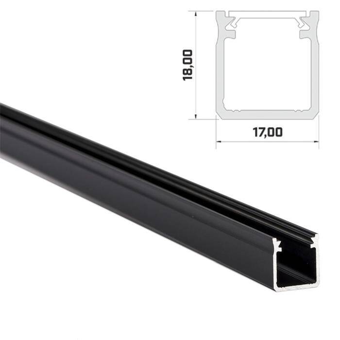 1m LED Profil Y Schwarz 17x18mm Aluminium Aufbauprofil für 12mm LED Streifen