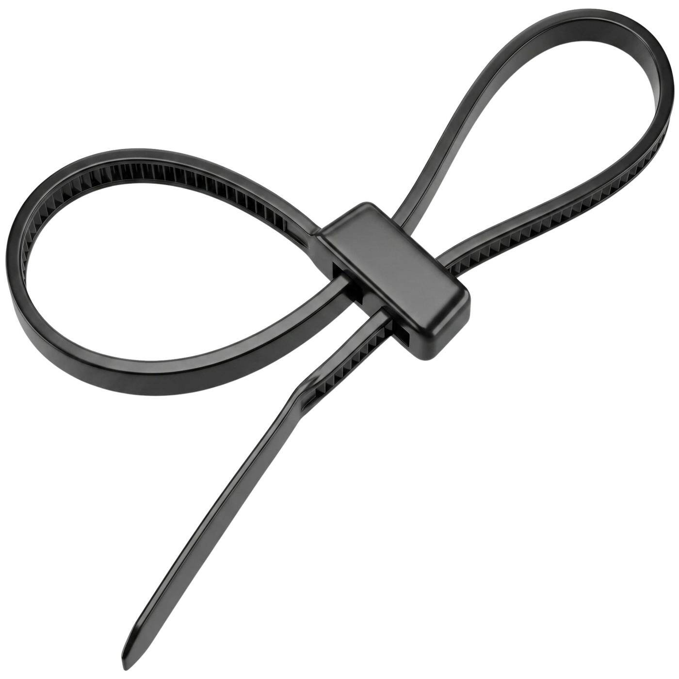 Lumonic 100 Stück Kabelbinder Doppelschlaufe  | 200 × 4,8mm | bis 22kg Zugfestigkeit | Nylon PA6.6, UV-Beständig | Zwei Bündel an einem Fixpunkt | Kabelmanagement, Industrie, Haushalt