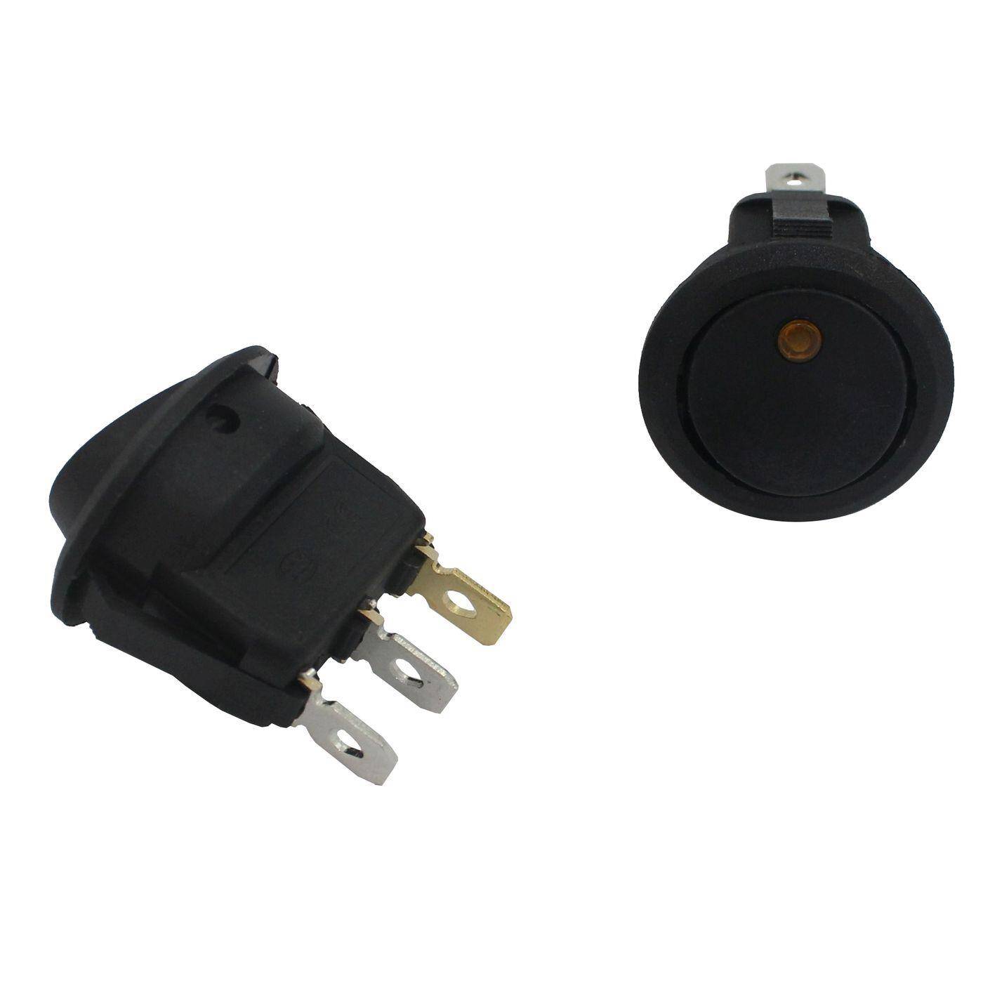 5x Off switch 1pole 12V 16A d=23mm Black Rocker switch