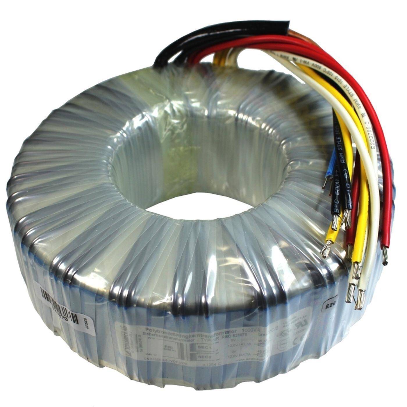 Lumonic Ringkerntrafo Transformator 1000VA 2x115V für Audio, Industrie, Halogen und Schienensysteme - 230V Eingangsspannung - 230V Sekundärspannung - Modell RTO-826073