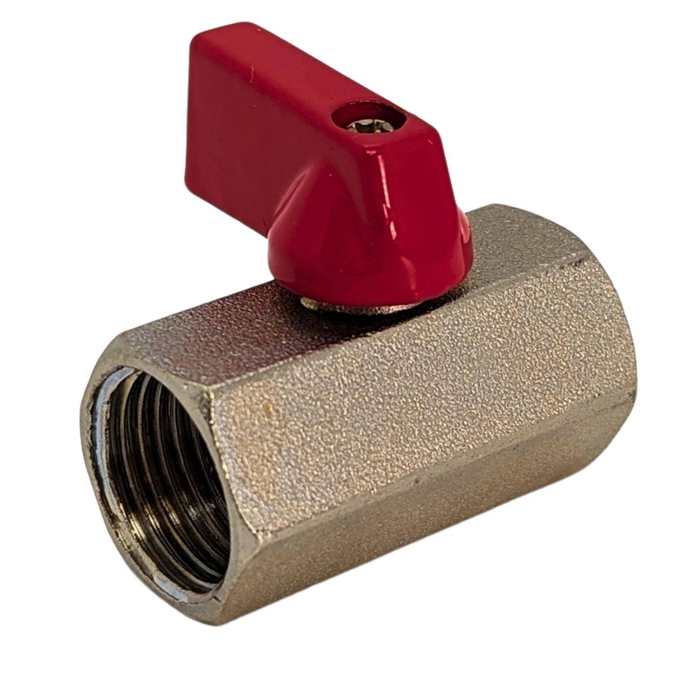 Kugelhahn sechskant mit Knebelgriff 3/8 Zoll 2 x Innengewinde verchromtes Messing Absperrhahn für Druckluft Werkstatt