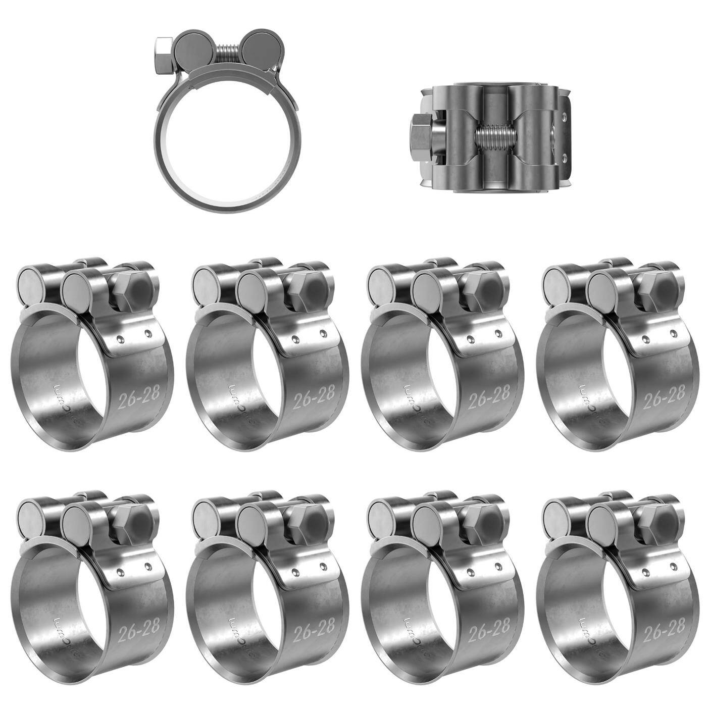 10x Lumonic Gelenkbolzenschelle Edelstahl 26-28mm V2A Auspuffschelle für Bau PKW LKW