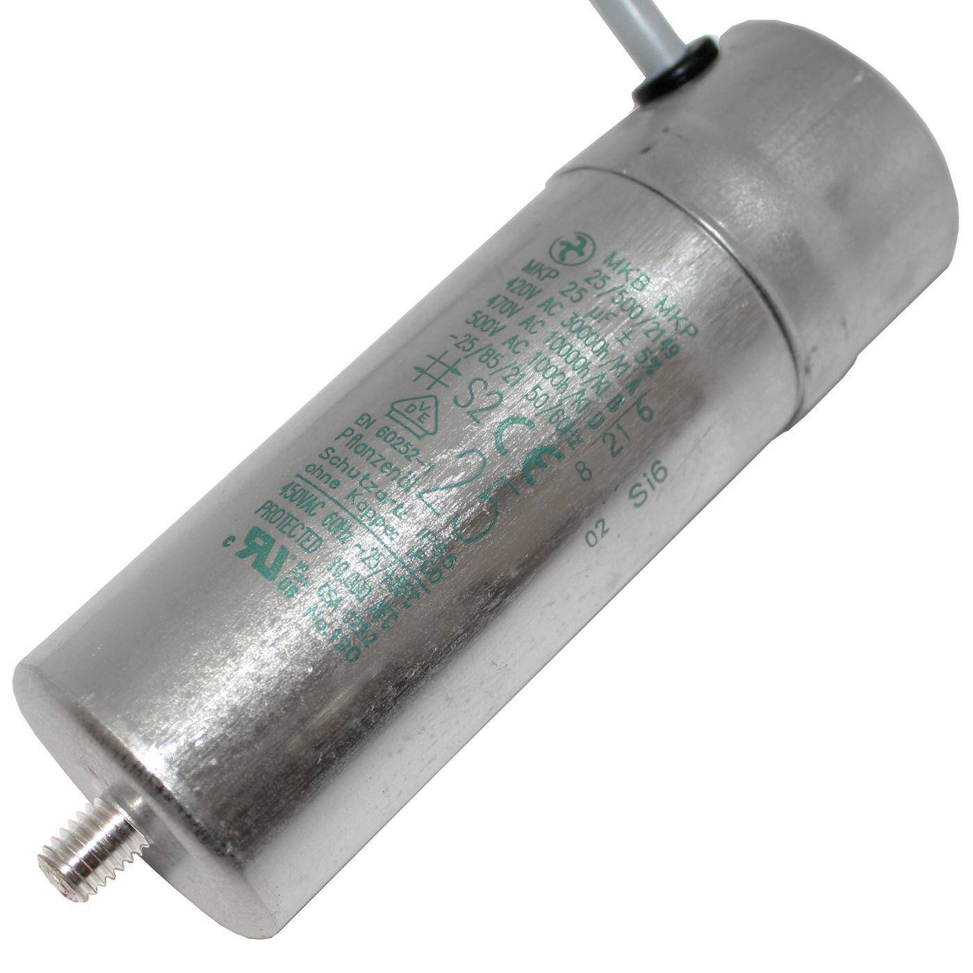 Lumonic Anlaufkondensator Hydra MKP-500 25-C inkl. Kabel 40cm | Motorkondensator 25µF 470V 40x120mm I Kondensator mit hochwertigem Metallgehäuse