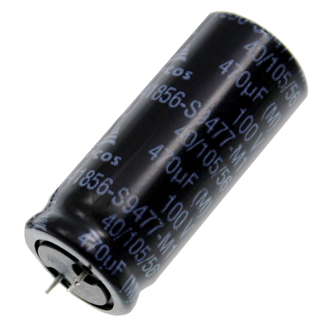 Elko Kondensator Radial 470µF 100V | Elektrolytkondensator bis zu einer Temperatur von 105°C | 18x40mm | 470uF B41856S9477M001 Epcos