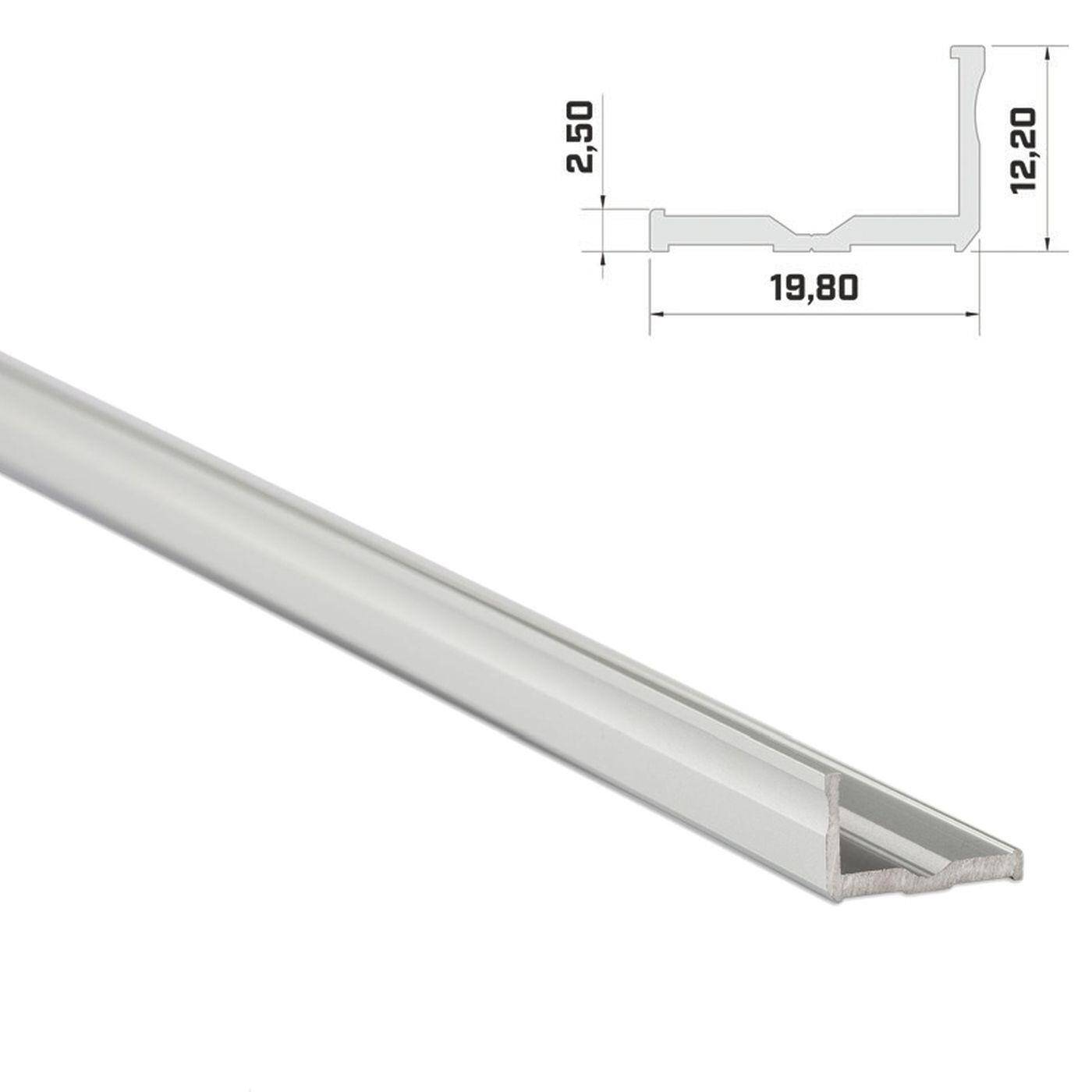 1m LED Profil E Silber 19x12mm Aluminium Aufbauprofil für 16mm LED Streifen