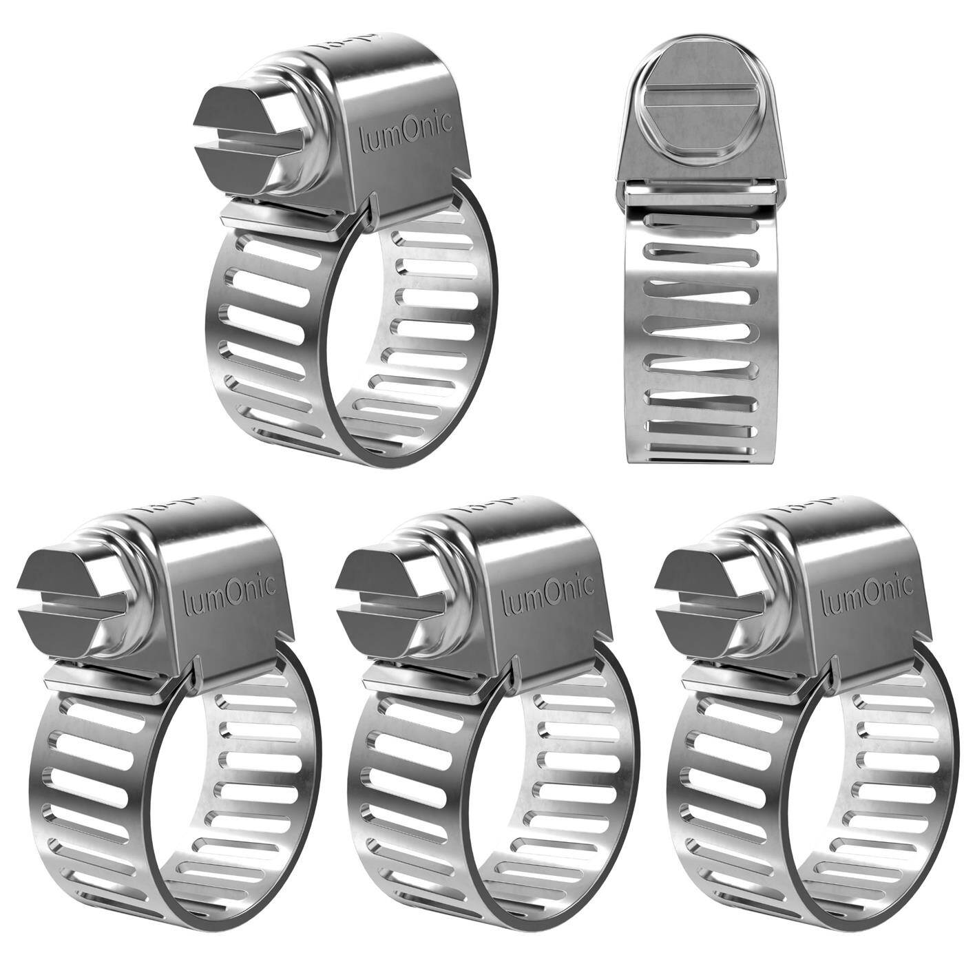 Lumonic 5x 13-19mm Schlauchschelle Edelstahl V4A 304 I einstellbare Schlauchschellen zum Schrauben I für Rohre Schläuche Waschmaschine KFZ Auto Haus Garten