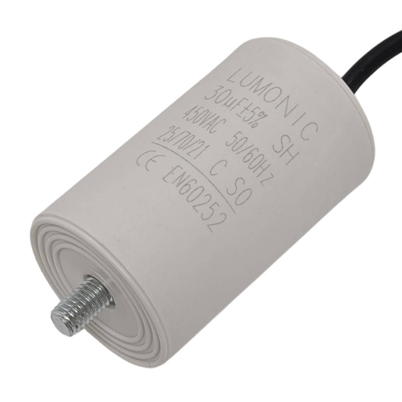 Anlaufkondensator 30µF 450V mit Kabel 25cm 45x75mm 30uF Motorkondensator mit Kunststoffgehäuse
