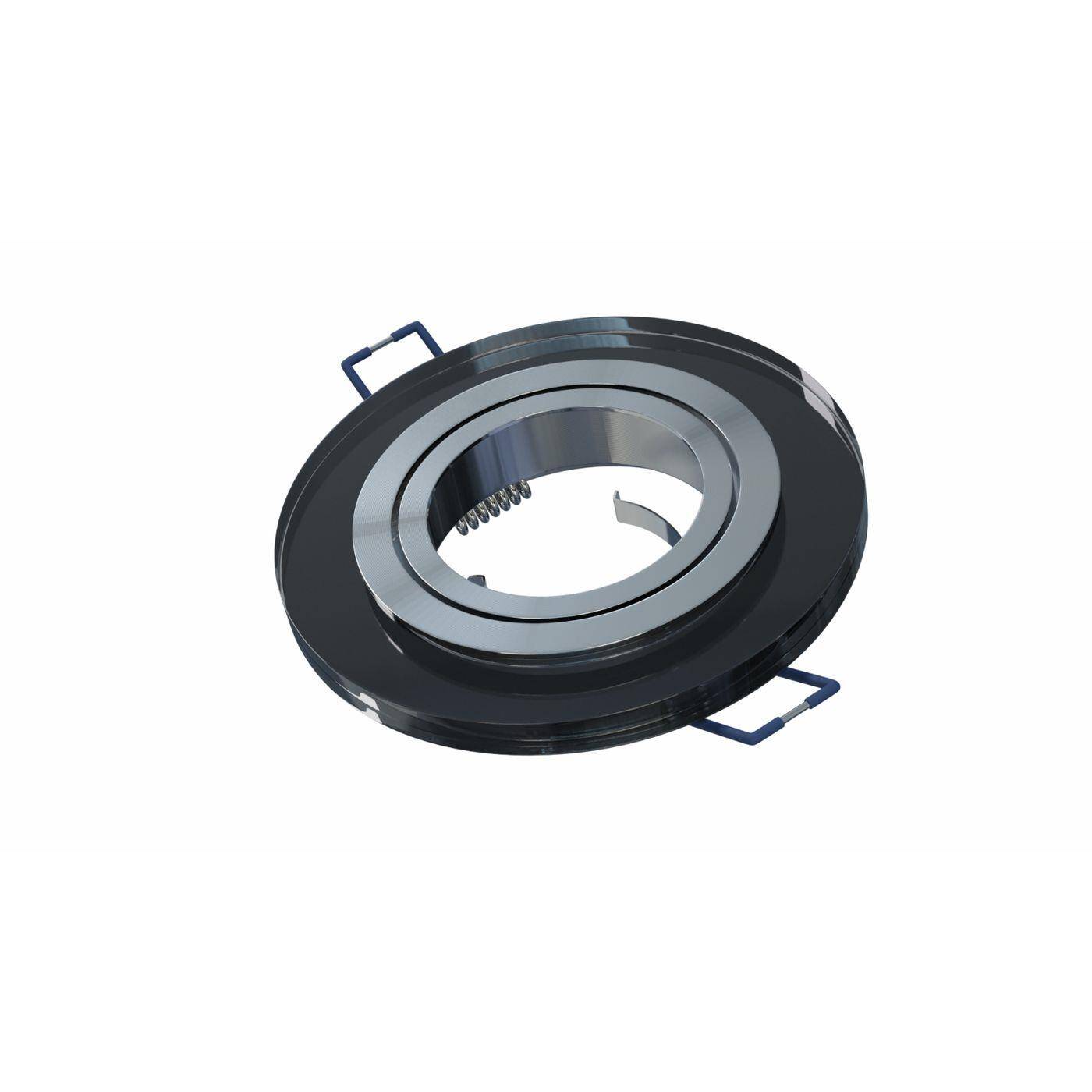 LED Einbaurahmen Rund 90x25mm Schwarz Glas 8mm Schwenkbar Spot GU10 MR16
