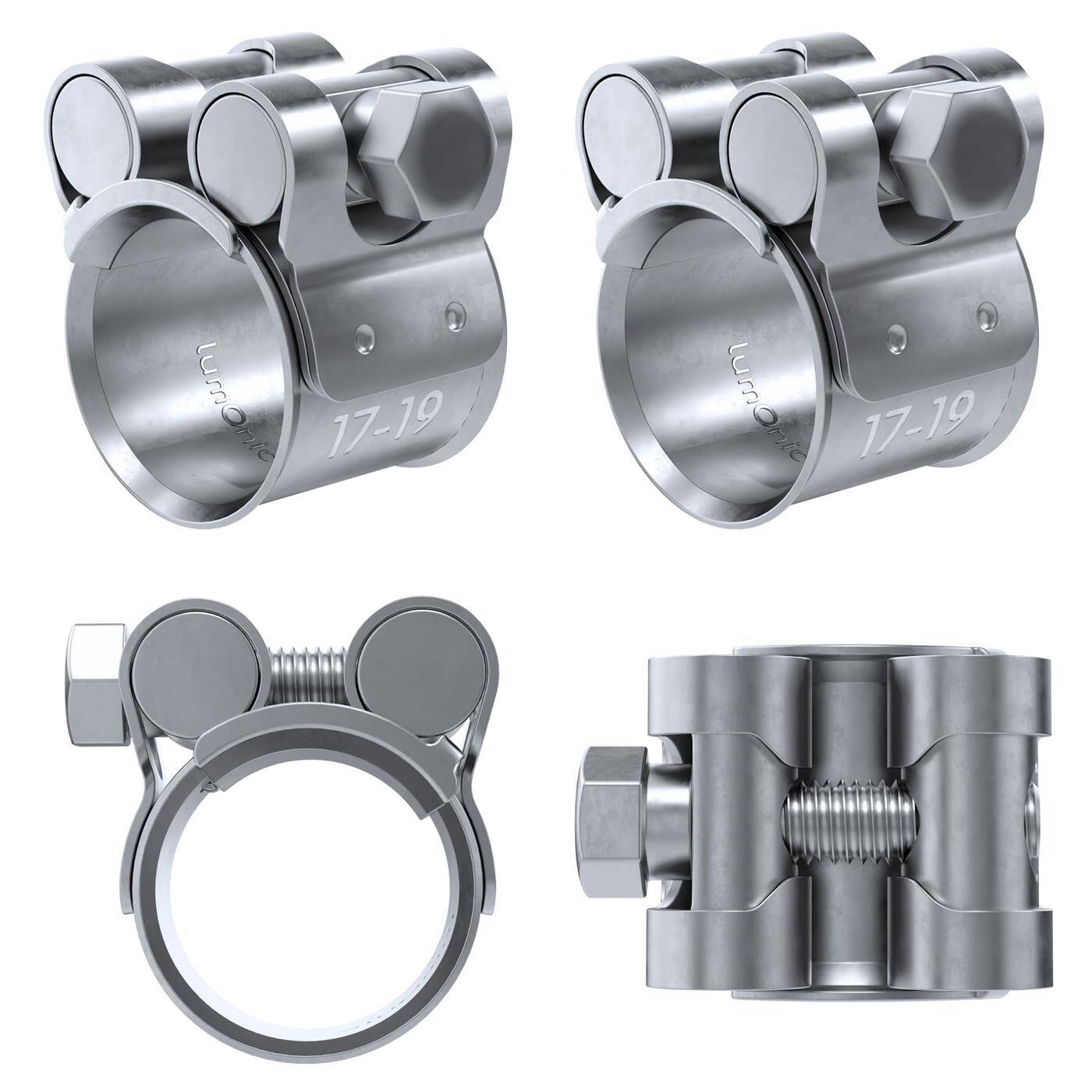 4x Lumonic Gelenkbolzenschelle 17-19mm  Auspuffschelle für Bau PKW LKW