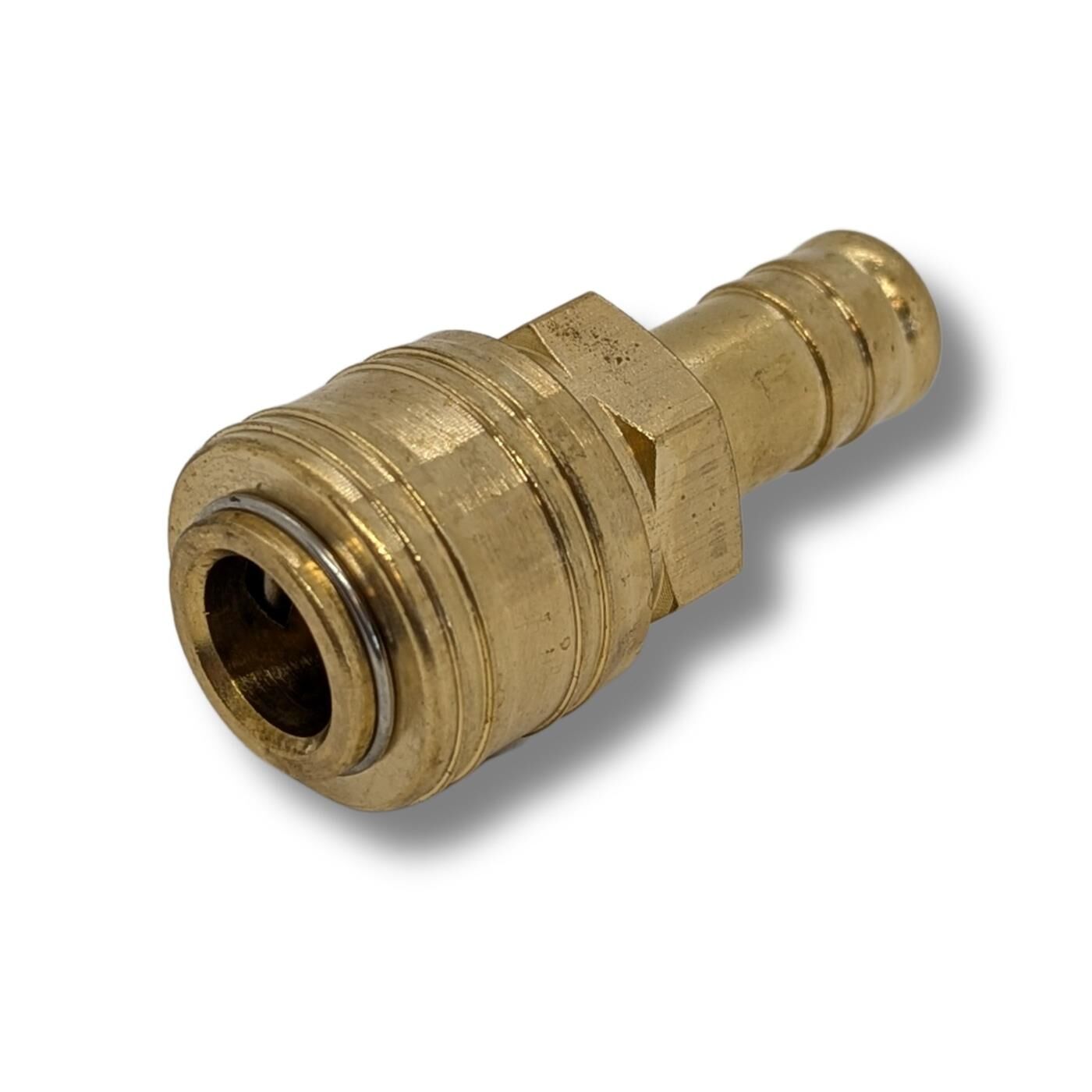 Coupling socket with hose nozzle I for 13mm hose I made of brass I Compressed air coupling socket I Quick coupling I for workshops, businesses and DIY enthusiasts