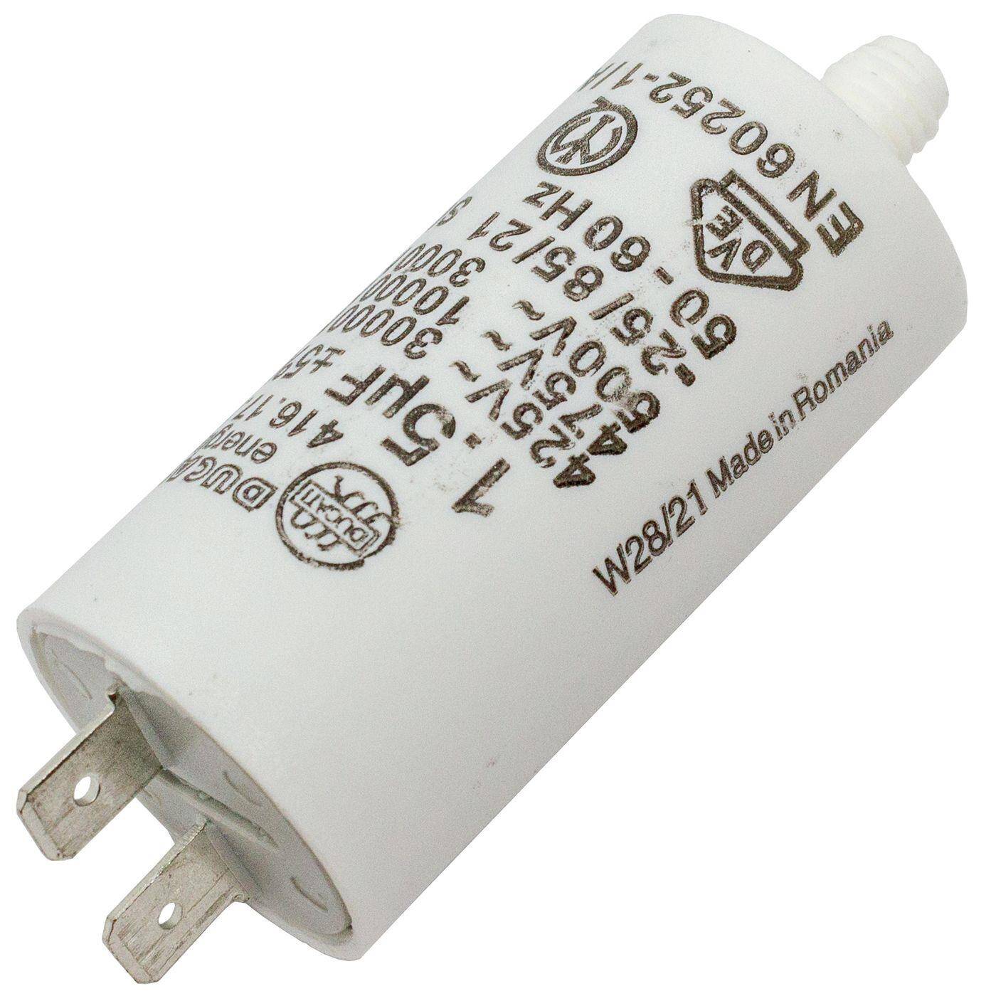 Lumonic Anlaufkondensator 416.17.23 A inkl. Stecker 6,3x0,8mm | Motorkondensator 1,5µF 450V 28x55mm I Kondensator im isolierten Kunststoffgehäuse