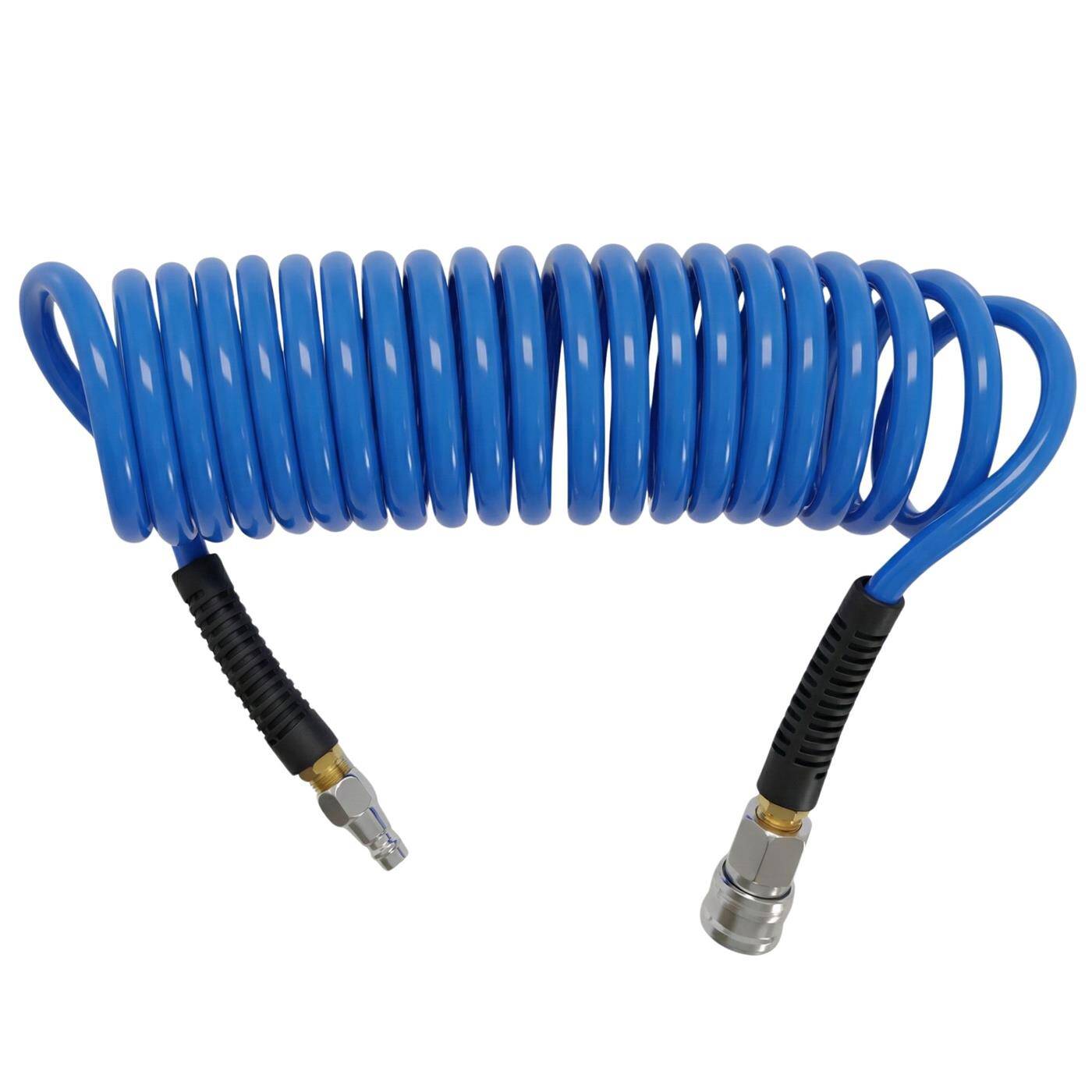 Lumonic I PU spiral hose Premium with quick coupling I 6,5mm/10mm I 5m I for compressors and pneumatic tools I flexible, abrasion-resistant I Compressed air extension I Can
