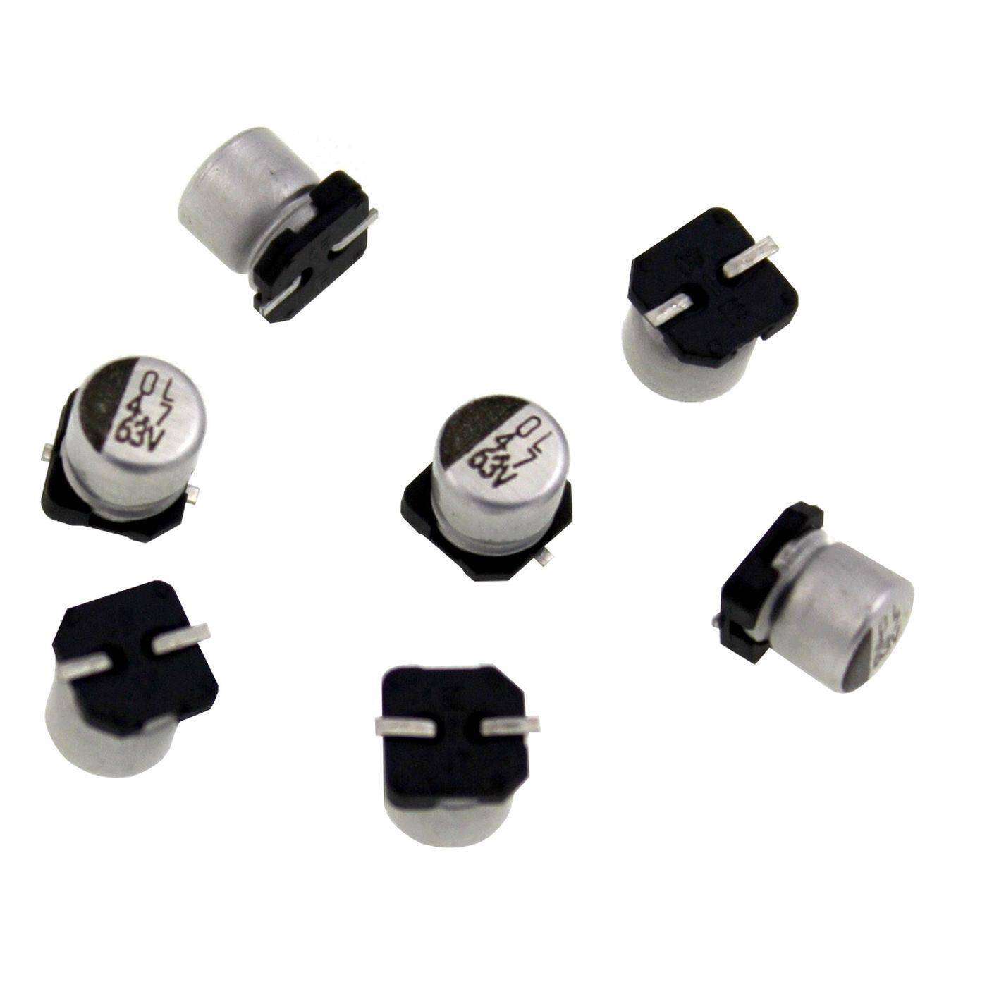 SMD Elko Kondensator 4,7µF 63V 85°C RV263V4R7ME55R d5,3x5,3mm 4,7uF