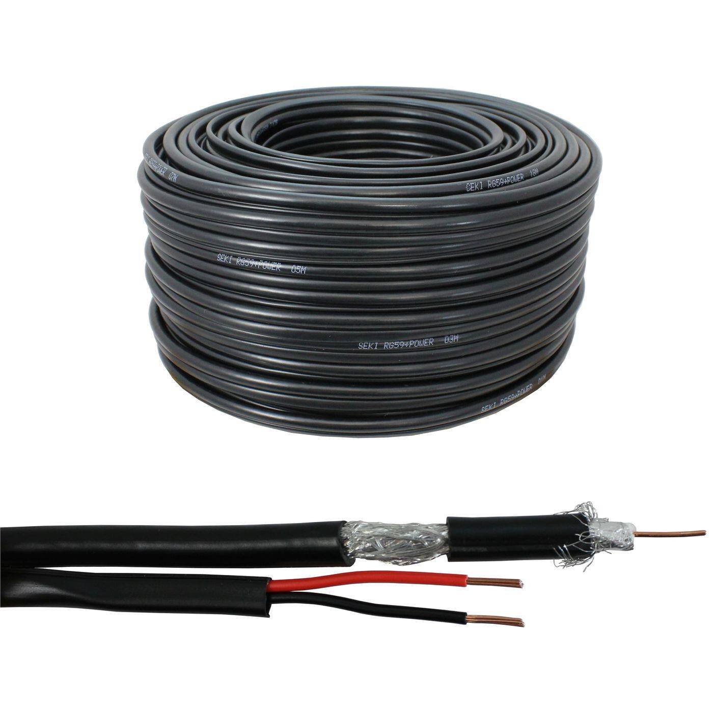 50m RG59 Coaxial cable + Power line Video Electricity Video surveillance Camera 0,81mm² + 2x0,75mm²