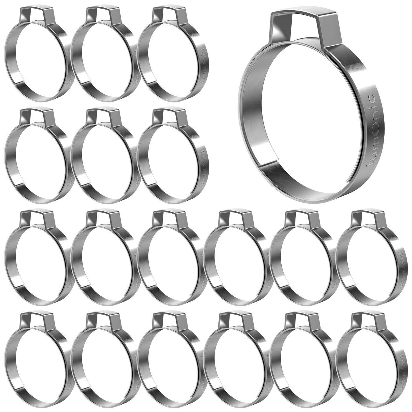 20x 1-ear clip 34,4-37,6mm V2A Stainless steel Single ear clip Hose clamp for Compressed air, Pipe systems, Garden, CAR