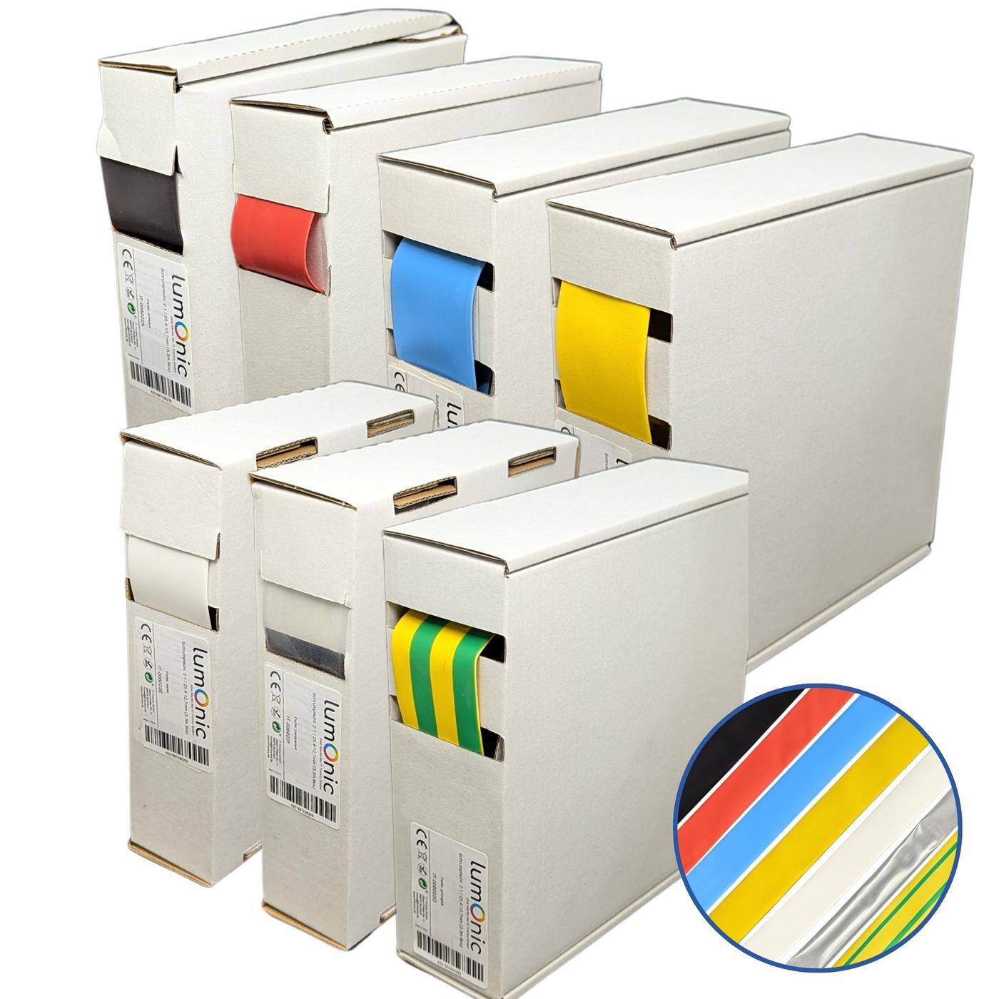 Lumonic 3,3m Schrumpfschlauch Box 2:1 Schwarz - Hier von: 25,4mm auf 12,7mm - Dickwandiger Schrumfpschlauch in verschiedenen Größen