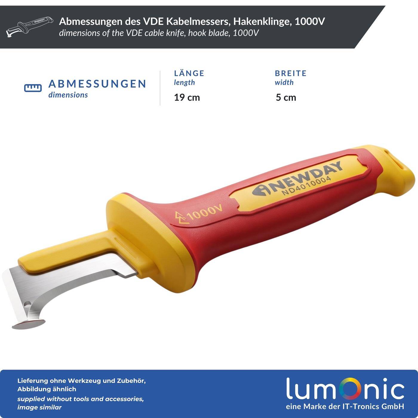 Lumonic VDE Cable Cutter 1000V, hook-shaped blade with guide shoe—guide shoe protects the wire insulation, 5Cr13 blade steel, protective cap included