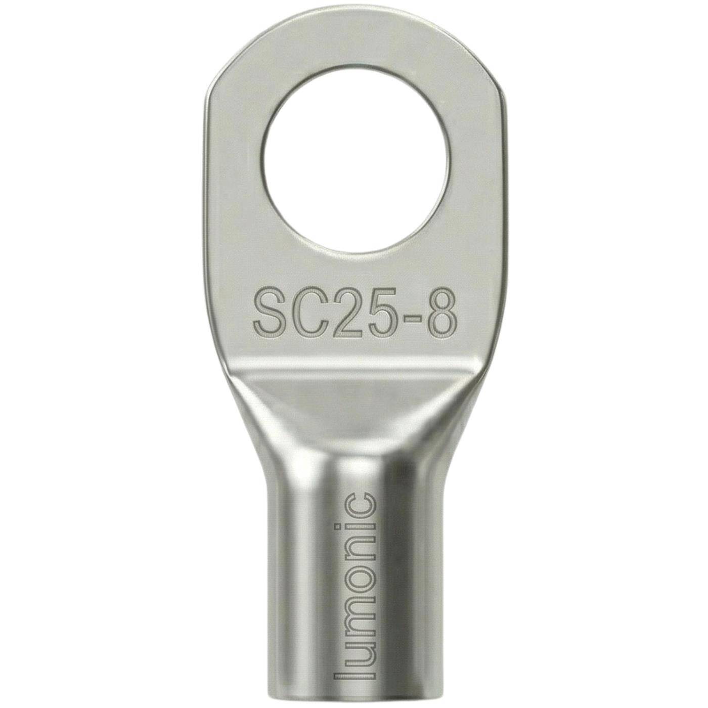 Lumonic 10x Rohrkabelschuh 25mm² blank | M8 | Kupfer verzinnt | Kabelverbindung ohne Löten | SC25-8, Set mit 10 Stück Crimp-Kabelschuh, Quetschverbinder | KFZ, Maschinenbau, Wohnmobil, Batterie