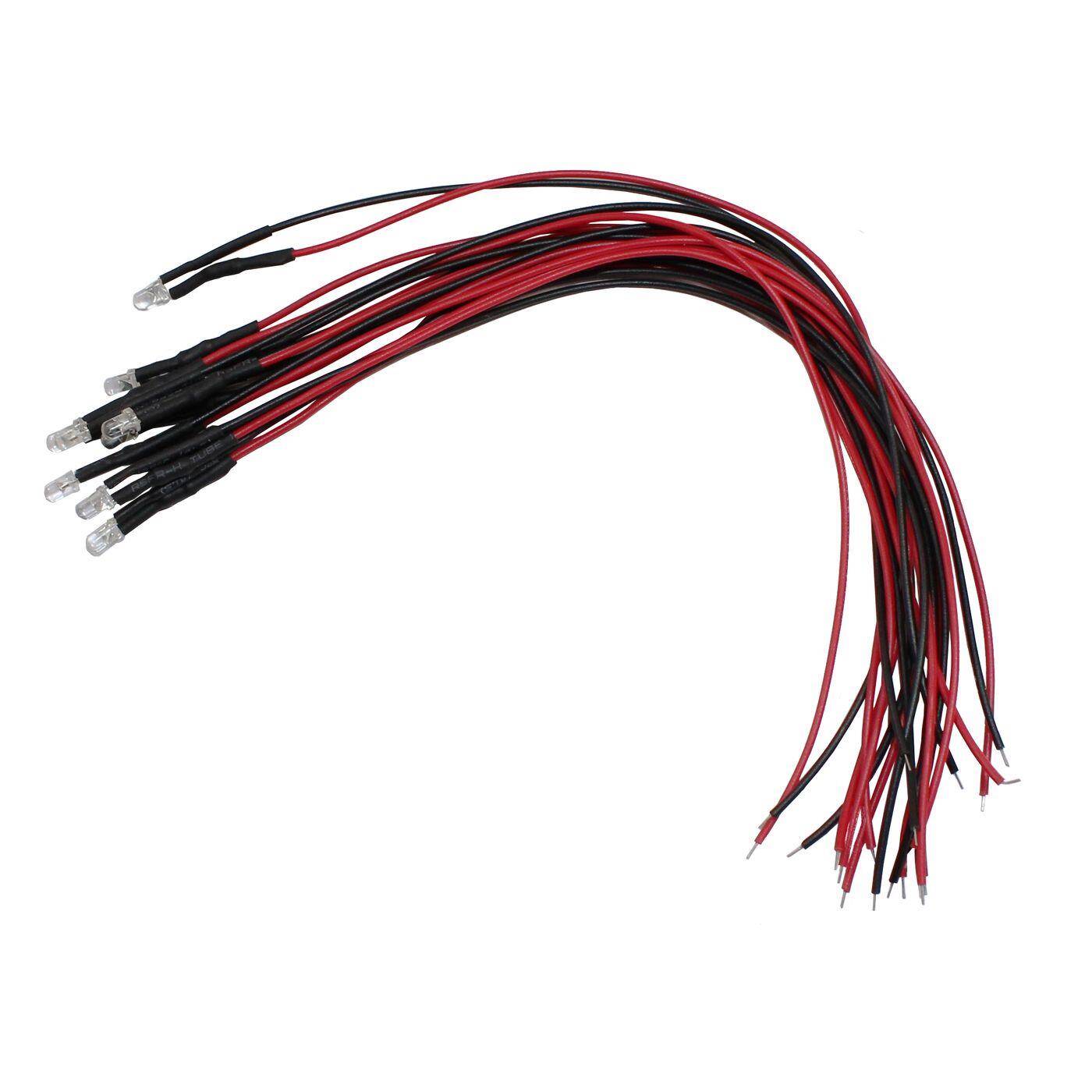 10x Superhelle LEDs 3mm Warm Weiß 3000K für 5V 20cm Kabel 4000…6000mcd 30°