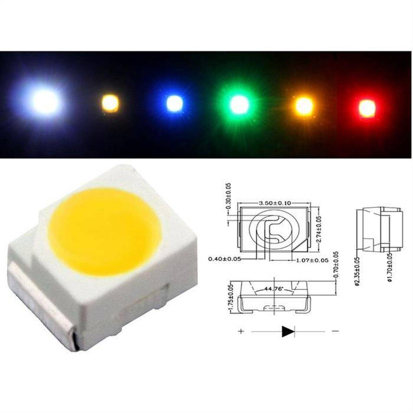 Lumonic 20x Superhelle LEDs vom Typ SMD 3528 PLCC2 - High Power LEDs zum selber Löten DIY in Farbe Kalt-Weiß 6000K - Durchmesser: 3,5x2,8mm