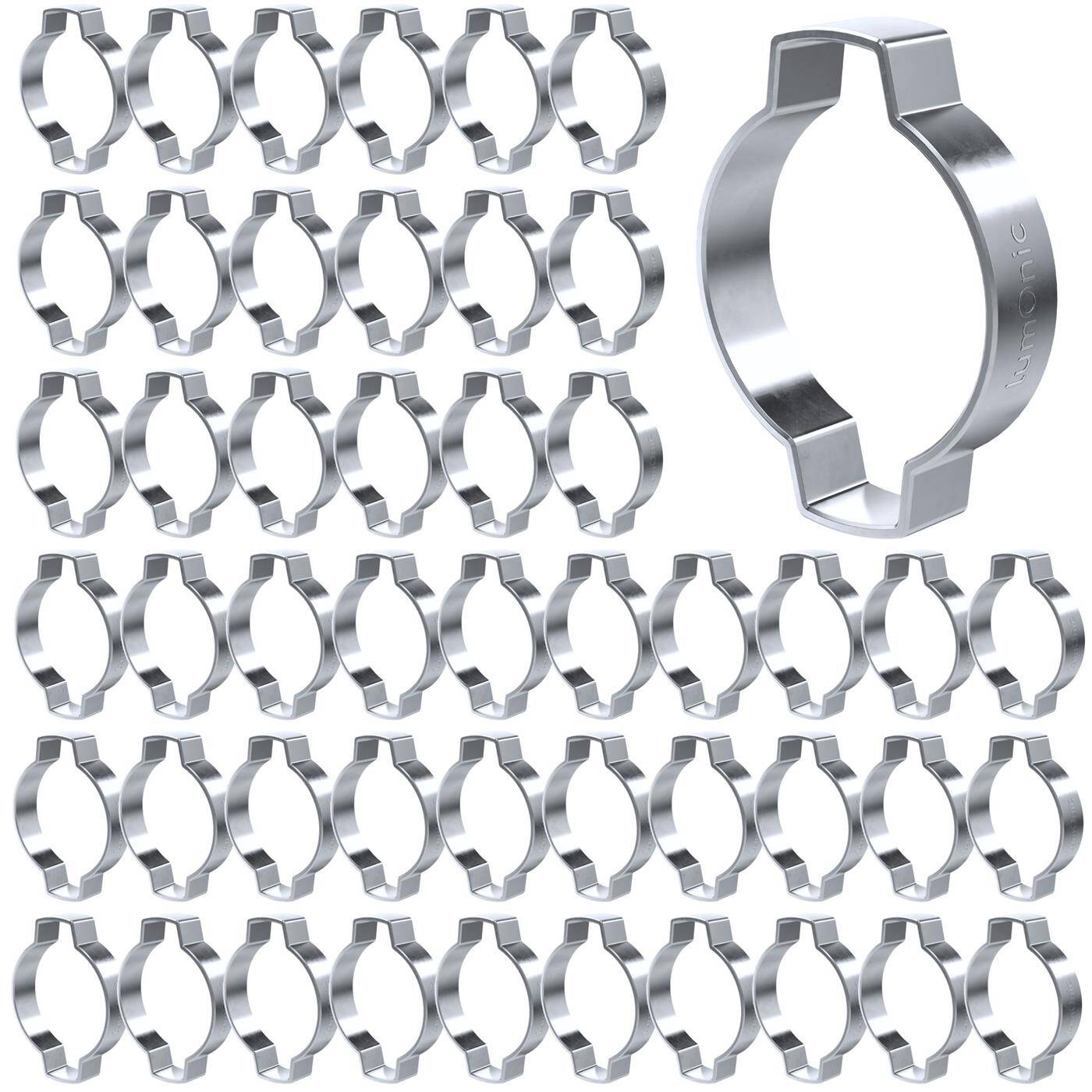 Lumonic I 50x 2-ear clip 31-34mm I Steel Galvanised I Two-ear clamp I Hose clamp I for Compressed air, Pipe systems, Garden, CAR