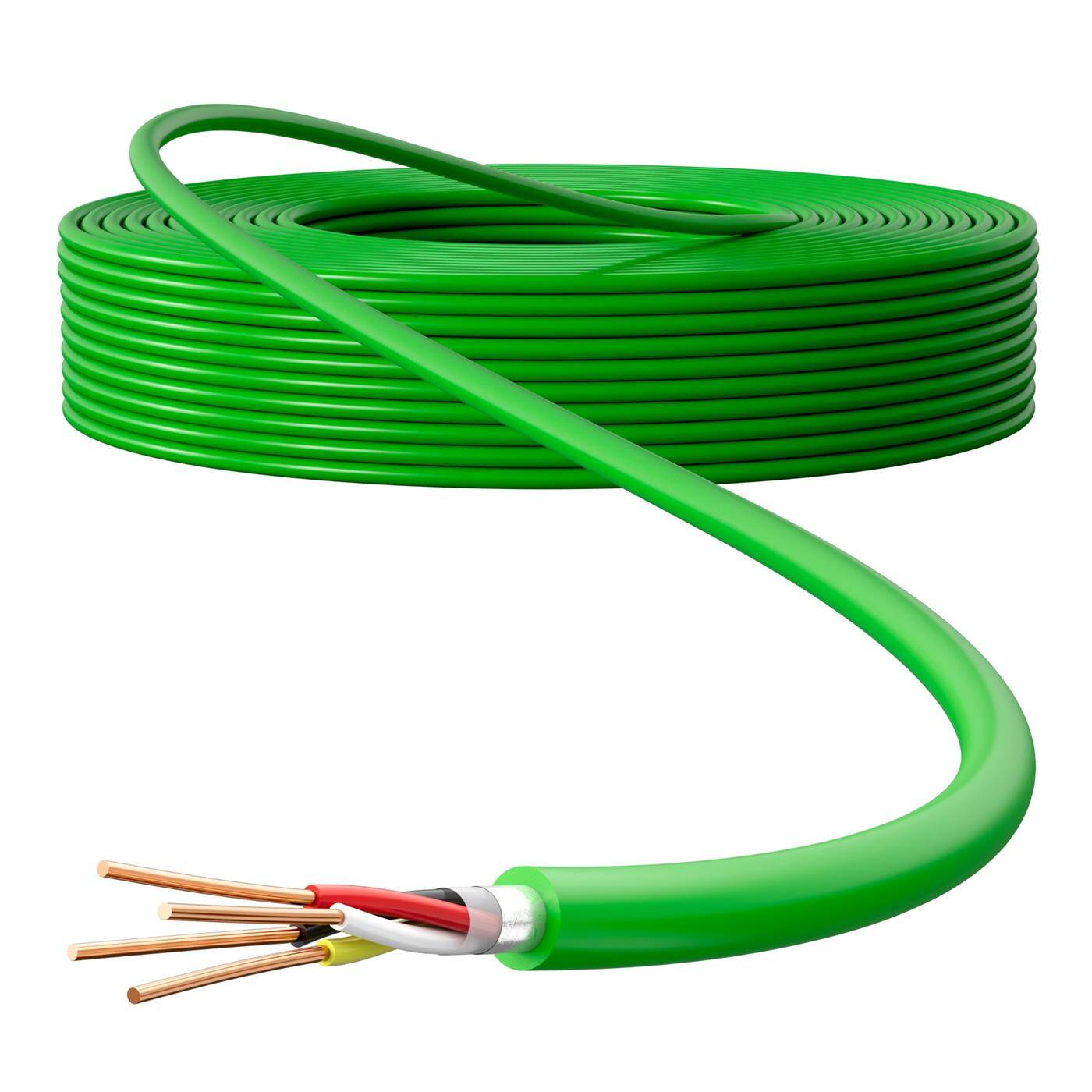 Premium bus cable 2x2x0.8mm 10m, Full copper OFC, shielded, green with meter marking, Smart home, networking, control, building automation