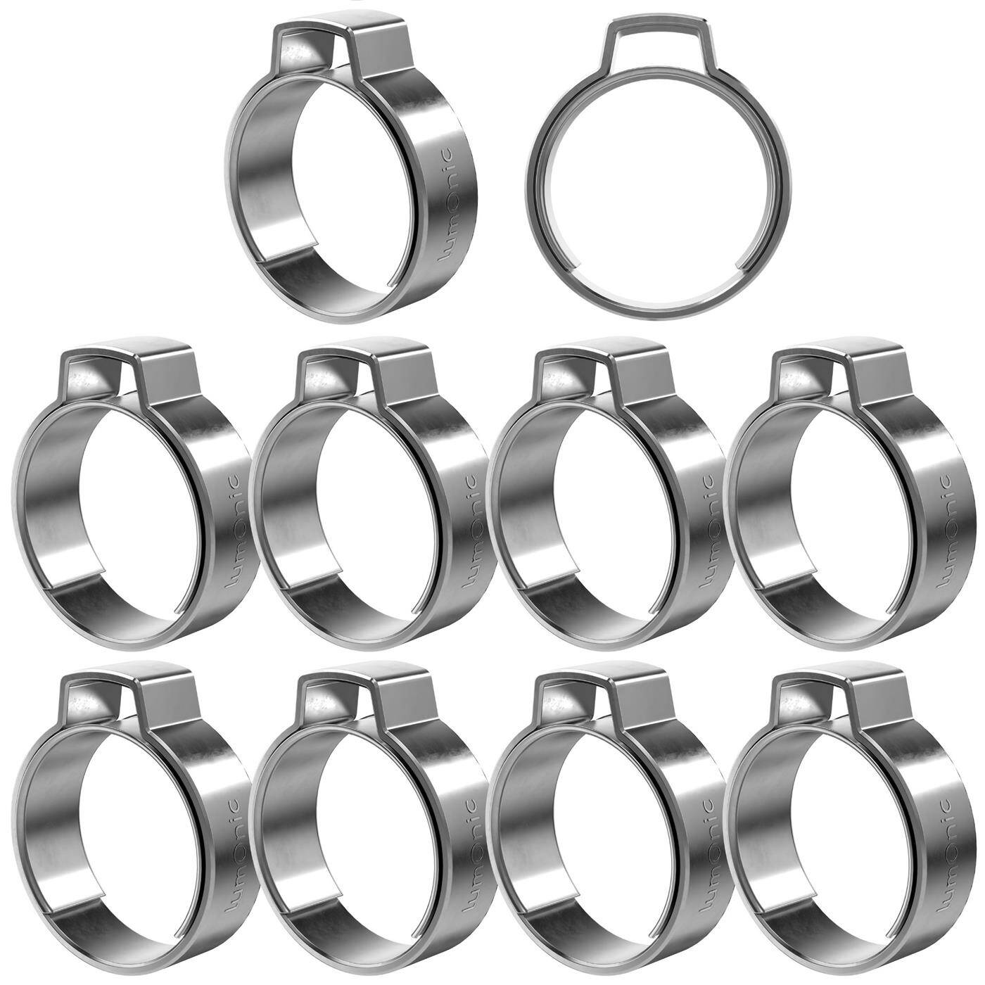 Lumonic I 10x 1-ear clip 16,6-19,8mm I V2A Stainless steel I Single ear clip I Hose clamp I for Compressed air, Pipe systems, Garden, CAR