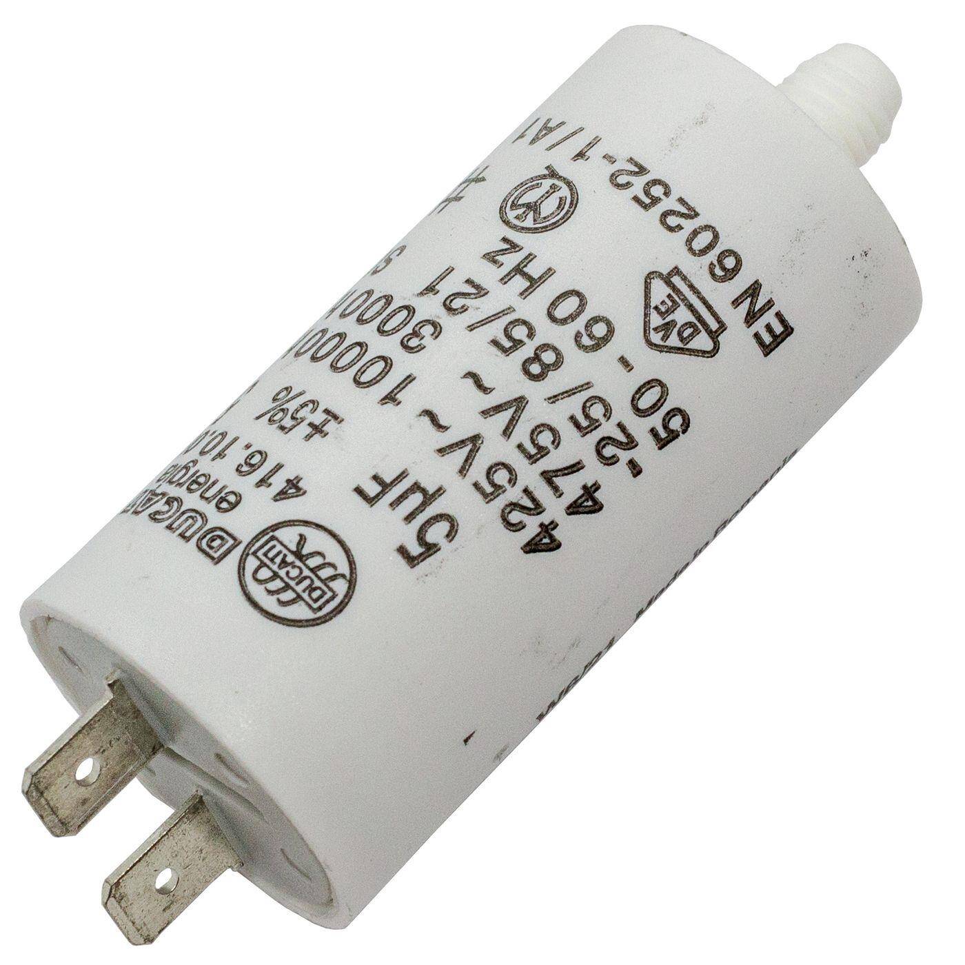 Lumonic Anlaufkondensator 416.10.08 B inkl. Stecker 6,3x0,8mm | Motorkondensator 5µF 425V 28x55mm I Kondensator im isolierten Kunststoffgehäuse