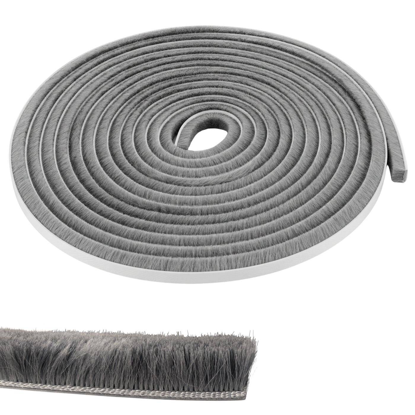 Lumonic 5m Brush seal gray 8mm | Self-adhesive + Can be cut to size | Draught excluder, cold protection, insect screen for windows, doors, cupboards