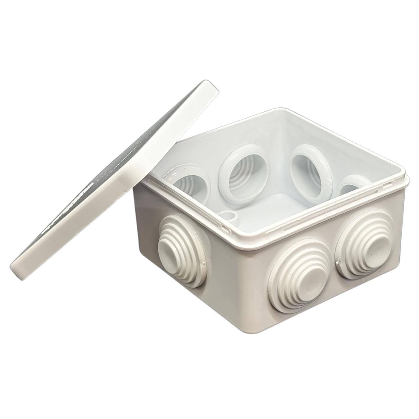 Verteilerdose Aufputz IP55 85x85x50mm 7 Öffnungen Abzweigdose Wasserdicht Weiß Anschlussdose Klemmdose