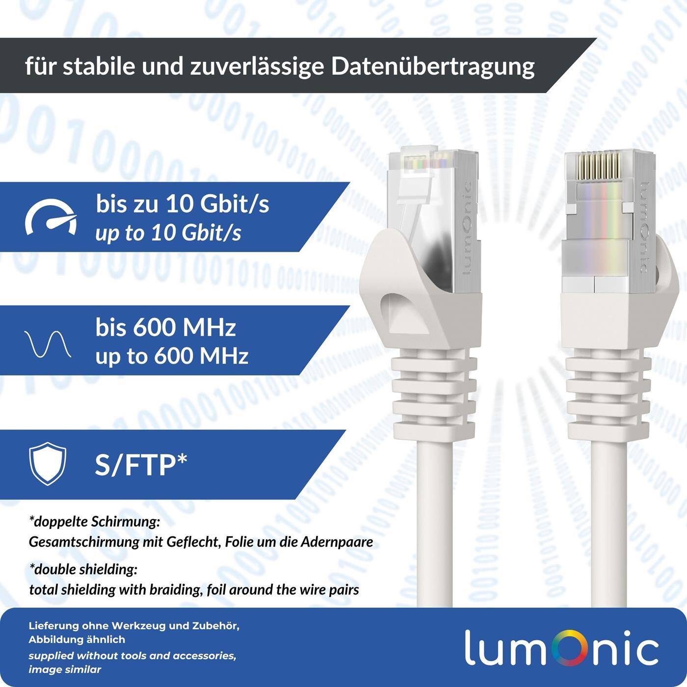 2m RJ-45 Network cable Patch cable CAT7 White S/FTP Ethernet DSL LAN CAT.7