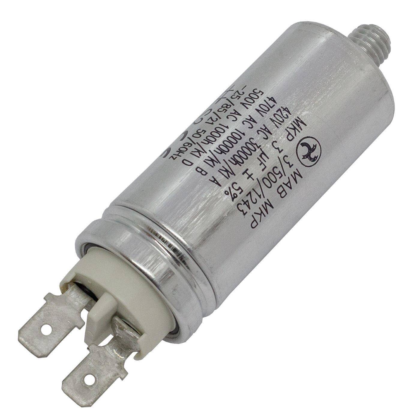 Lumonic Anlaufkondensator Hydra MKP-500 3-A inkl. Stecker 6,3x0,8mm | Motorkondensator 3µF 470V 25x58mm I Kondensator mit hochwertigem Metallgehäuse