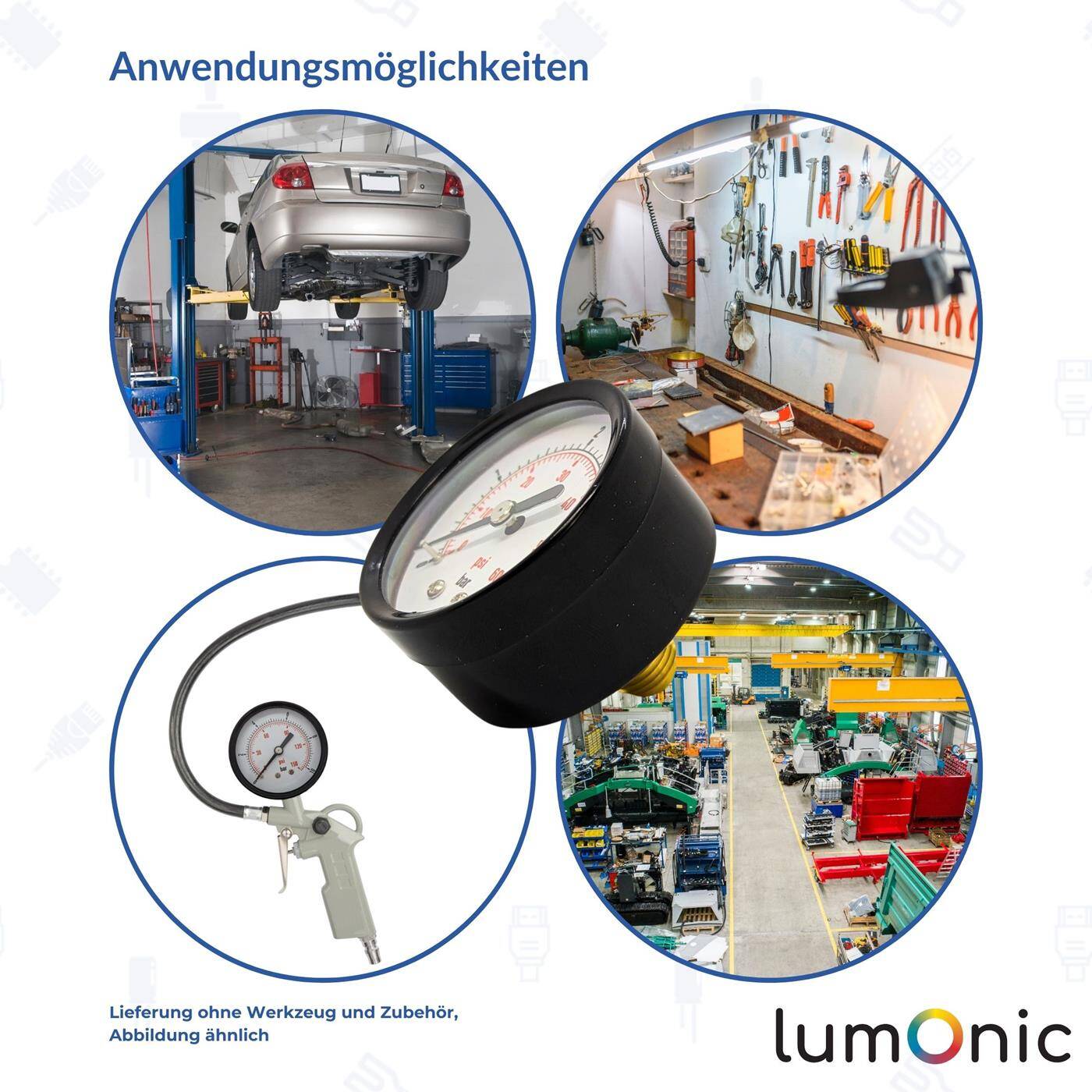 Pressure gauge 0-4,0bar 1/4 Customs Class 2.5 Rear connection Diameter 50mm Pressure gauge for compressed air and water