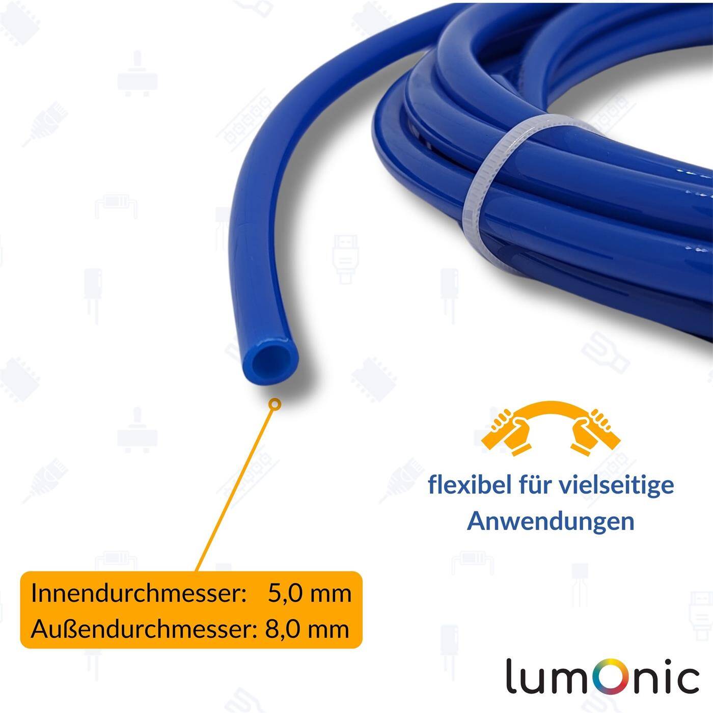 20m Druckluftschlauch PU 5/8mm Maschinenbau Pneumatiksysteme Werkstatt PU Schlauch Polyurethan flexibel, abriebfest