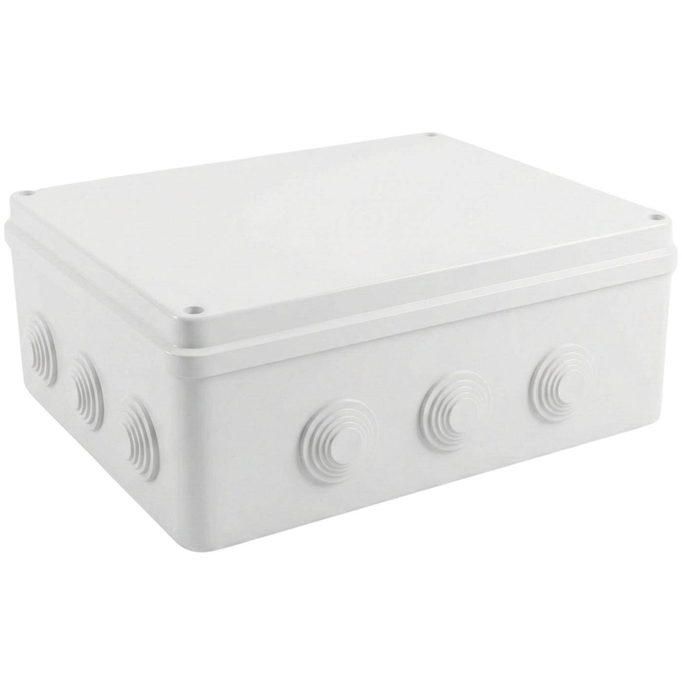 Lumonic Verteilerdose weiß 300x250x120mm mit 12 Öffnungen I Abzweigdose Aufputz - IP65 I Verbindungsdose, Klemmdose, Abzweigkasten für Innen & Außen