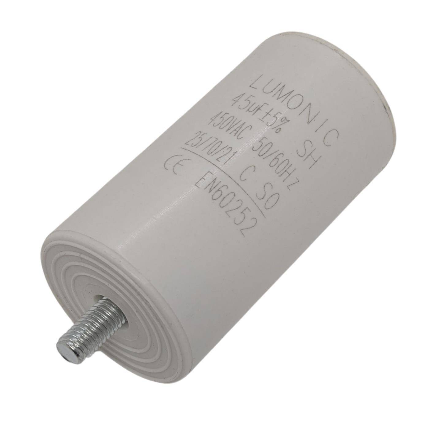 Anlaufkondensator 45µF 450V mit Stecker 6,3x0,8mm 45x84mm 45uF Motorkondensator mit Kunststoffgehäuse