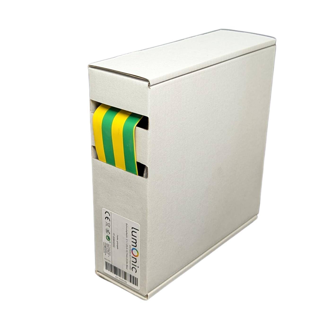 3,3m Schrumpfschlauch Box 2:1 25,4 -> 12,7mm Grün Gelb