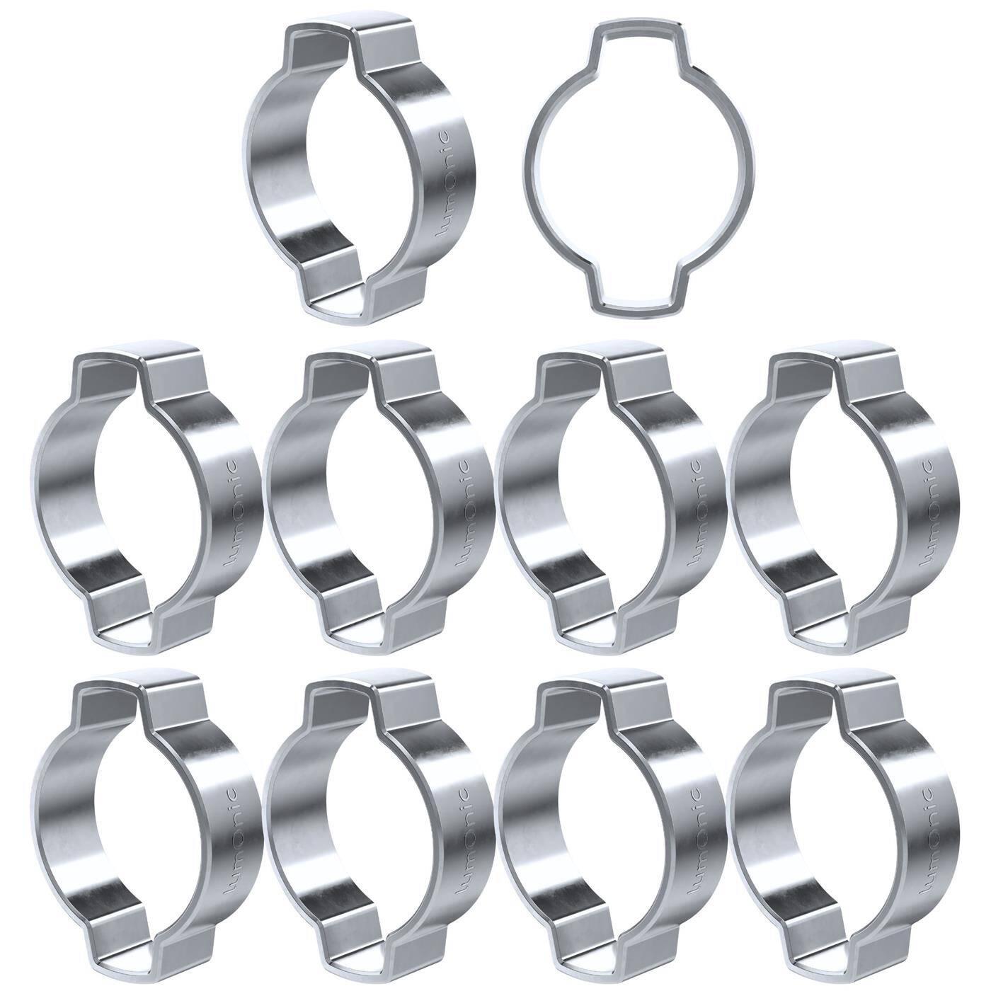 10x 2-Ohr-Schelle 17-20mm Stahl Verzinkt Zweiohrschelle Schlauchschelle für Druckluft, Rohrsysteme, Garten, KFZ